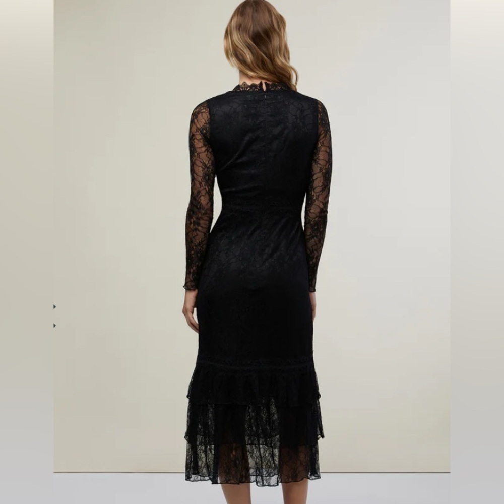 Rachel Parcell Lace Tiered Midi Dress Black Size 8